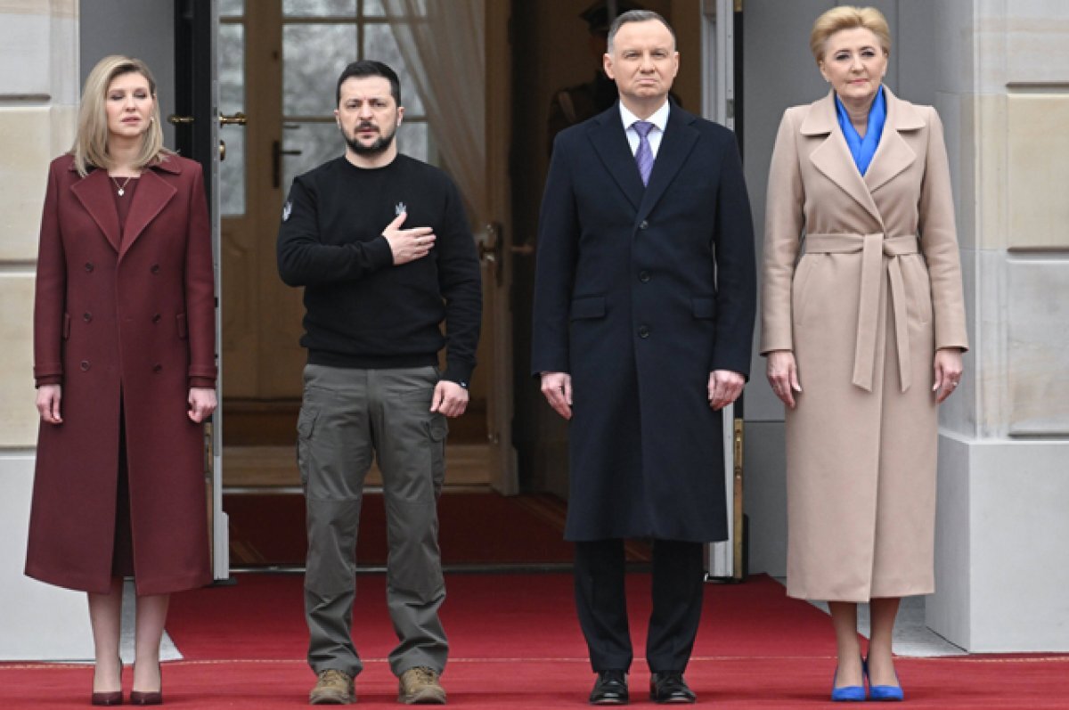    Елена и Владимир Зеленские, Анджей Дуда и Агата Корнхаусер-Дуда.