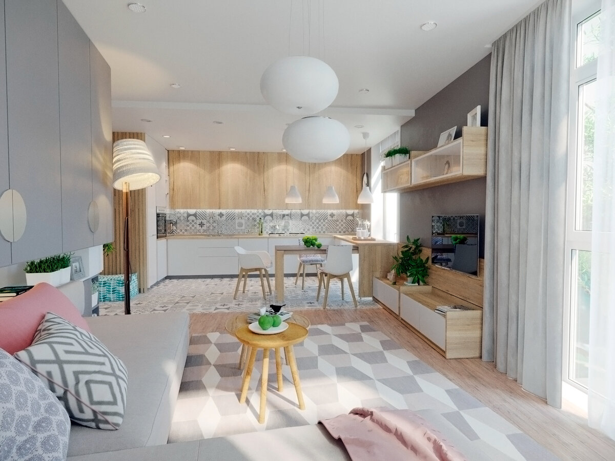 Без излишеств, но очень мило. Приятный, эргономичный интерьер в скандинавском стиле