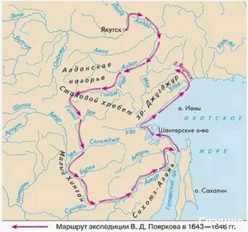 Карта похода Пояркова. Изображение из открытых источников