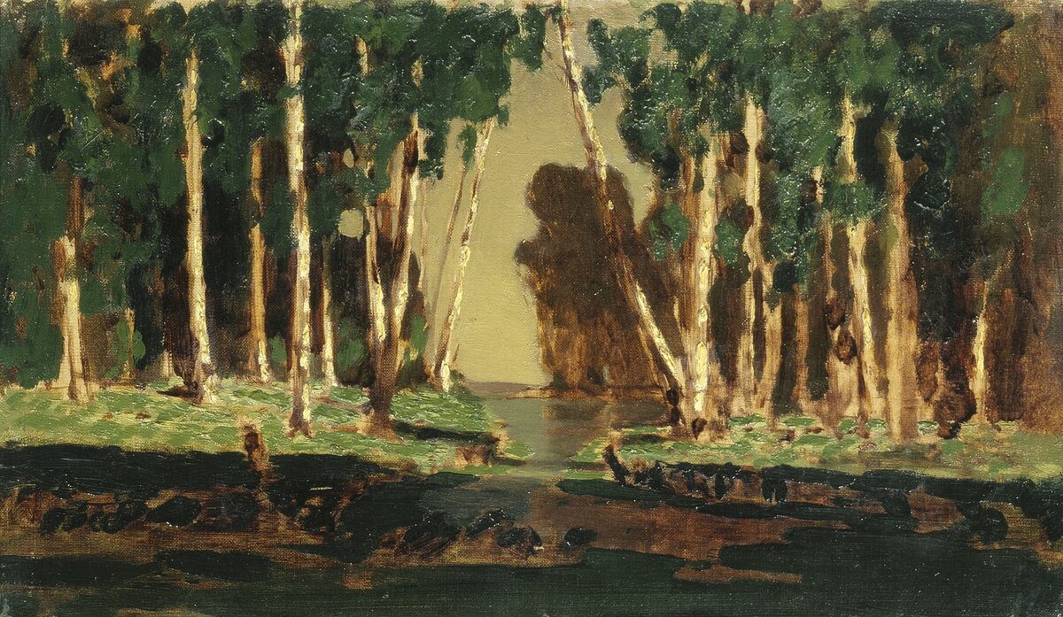 Берёзовая роща, 1879, эскиз
Холст, масло, 28,5 × 48,5
ГТГ 
А.И.Куинджи