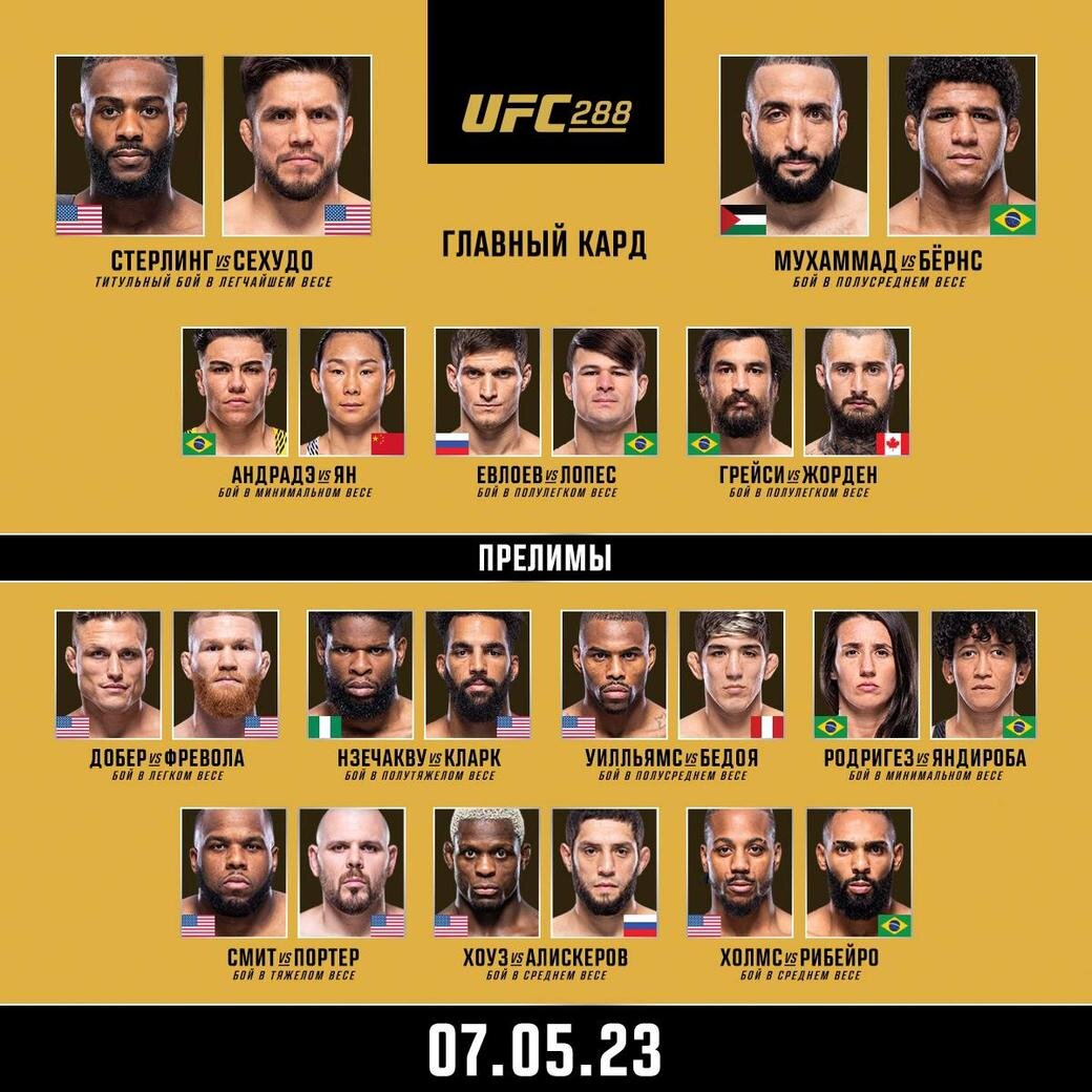     Кард UFC 288