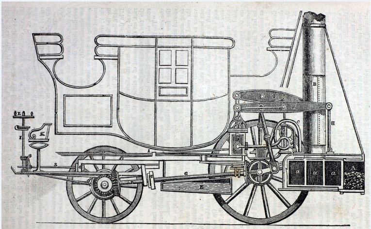 Паровой полноприводный дилижанс BURSTALL и HILL, 1824-28гг.