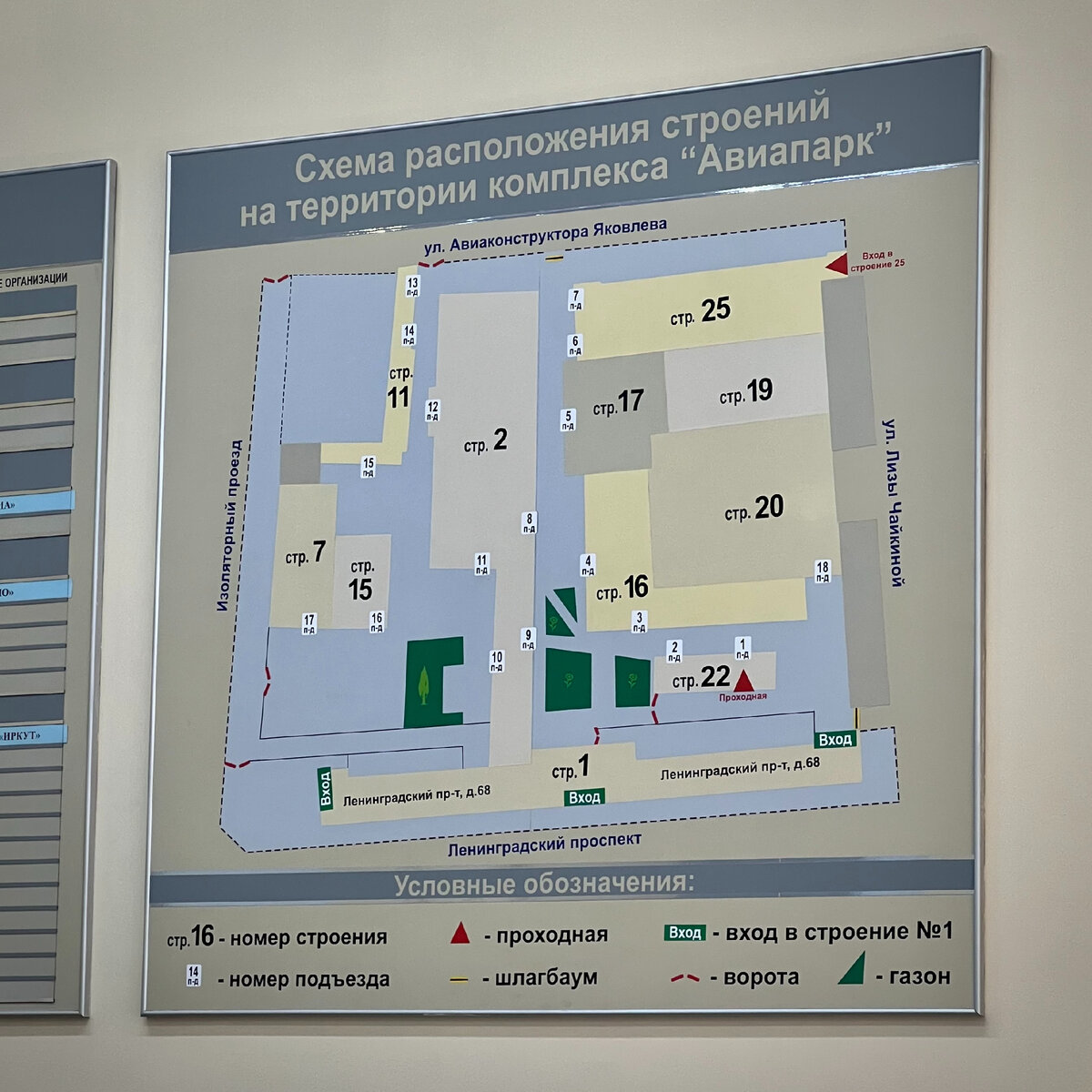 Схема комплекса, висящая на проходной