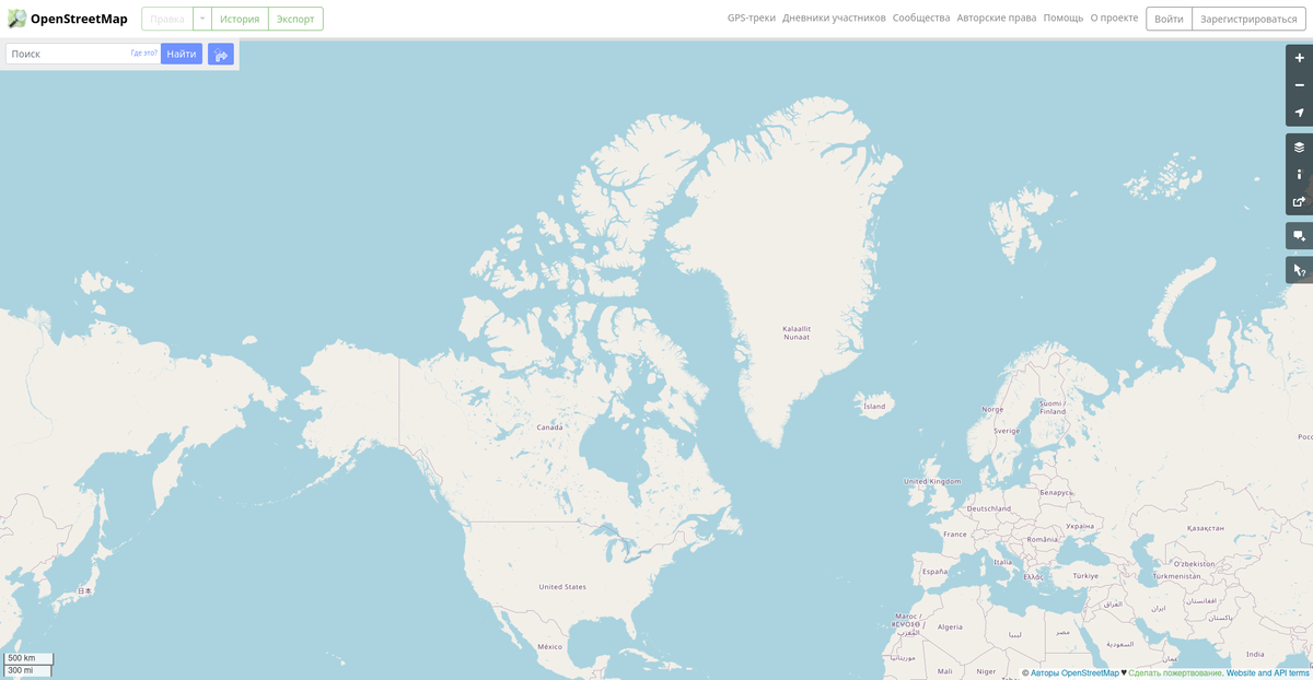 Скриншот главной страницы проекта OpenStreetMap