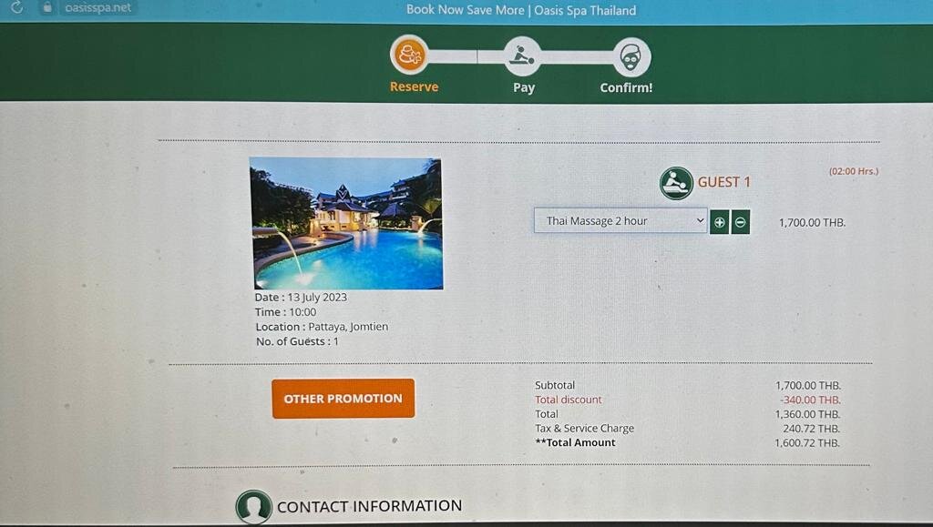 Так будет выглядеть страница с бронированием