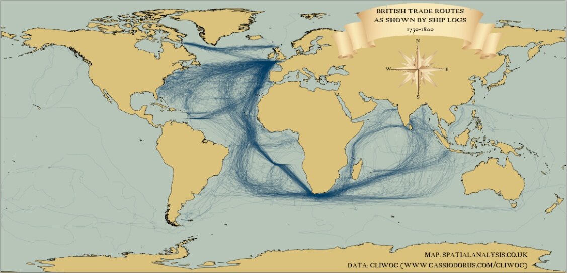 Торговые пути Британии 1750-1800