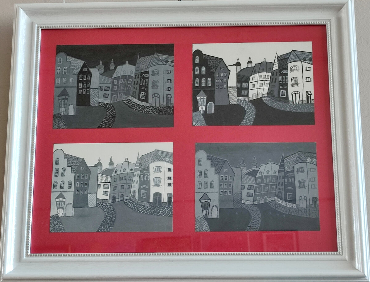 Работа гуашью моей соседки Галины (почему-то всегда рядом оказываемся, хотя места не закреплены ☺️), которая тоже новичок, только талантливый! 