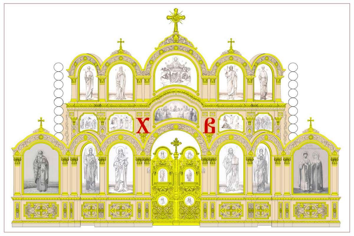 Проект иконостаса № 44 - заказать по доступным ценам в Москве от мастерской Абра