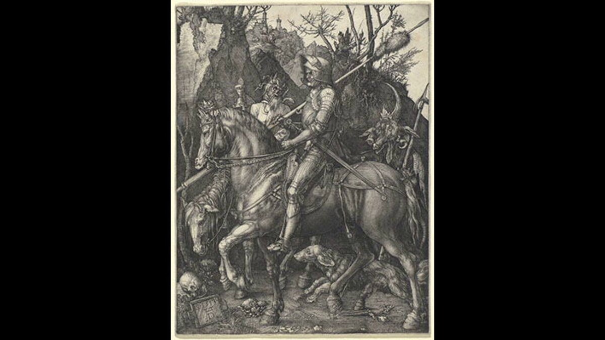 Картина рыцарь смерть и дьявол альбрехт дюрер