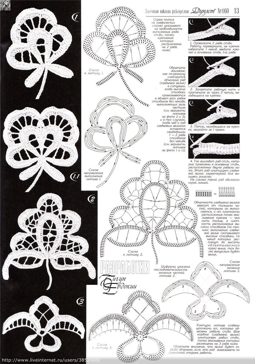 Схема ирландского кружева крючком с подробным описанием