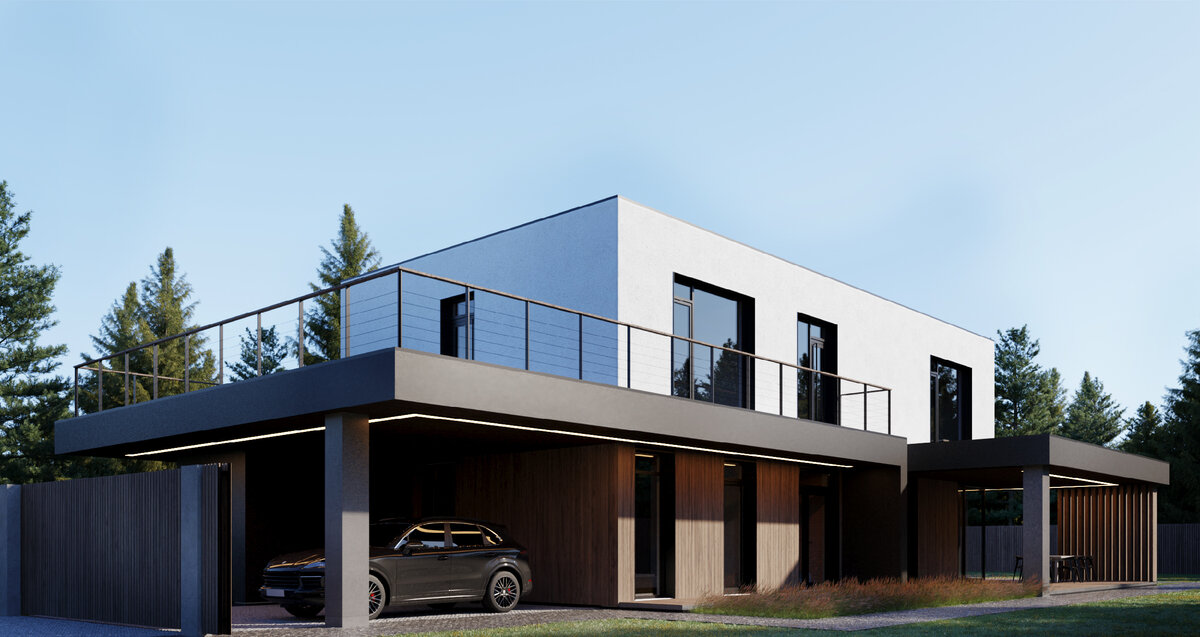 Проект дома в стиле хай-тек в ДНП Витязь