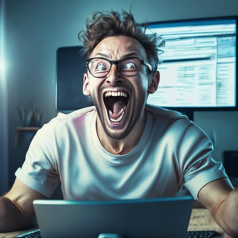 Результат генерации по запросу "Онлайн-репеттор по информатике торжествующе злорадствует", стиль: 4k
