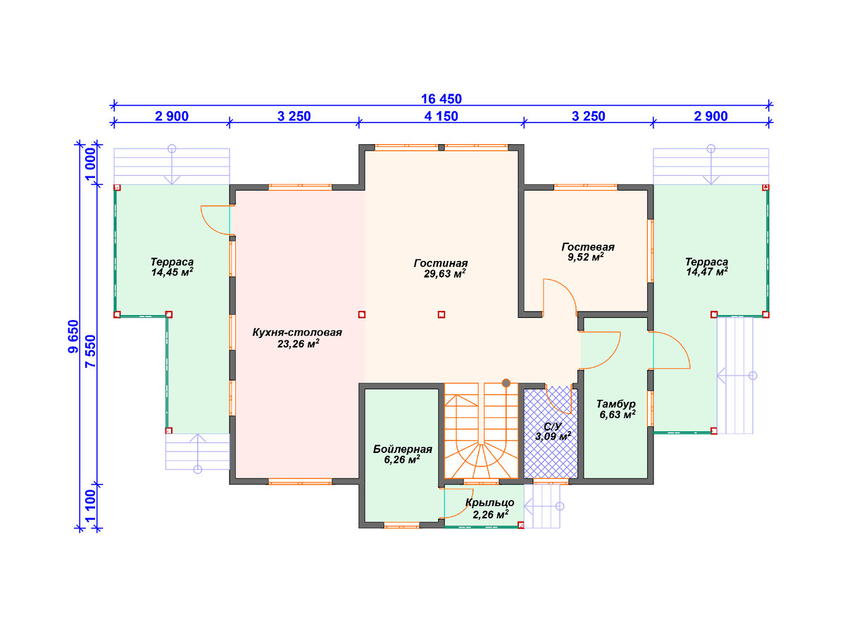 Каркасный дом 180 кв м с двумя террасами. | Arplans.ru - проекты домов |  Дзен