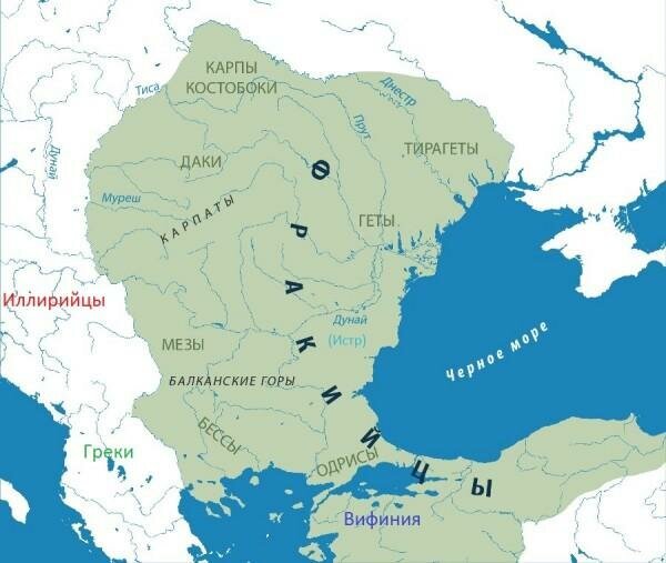 Карта расселения фракийских племён.
