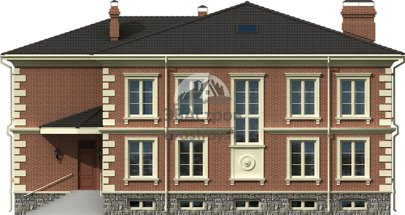Проект двухэтажного особняка 621 м2 с цокольным этажом в Георгианском стиле - К1