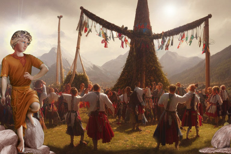 Бус на празднике Красной горы у Майского дерева