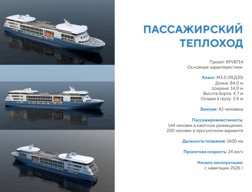 Пассажирский теплоход проекта RPV8714 / Фото: "Восточно-Сибирское речное пароходство", ОАО  📷
