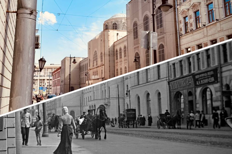 Мясницкая улица, вид в сторону Московского Императорского почтамта