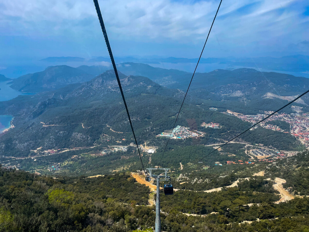 Вид с кабинки на город Олюдениз