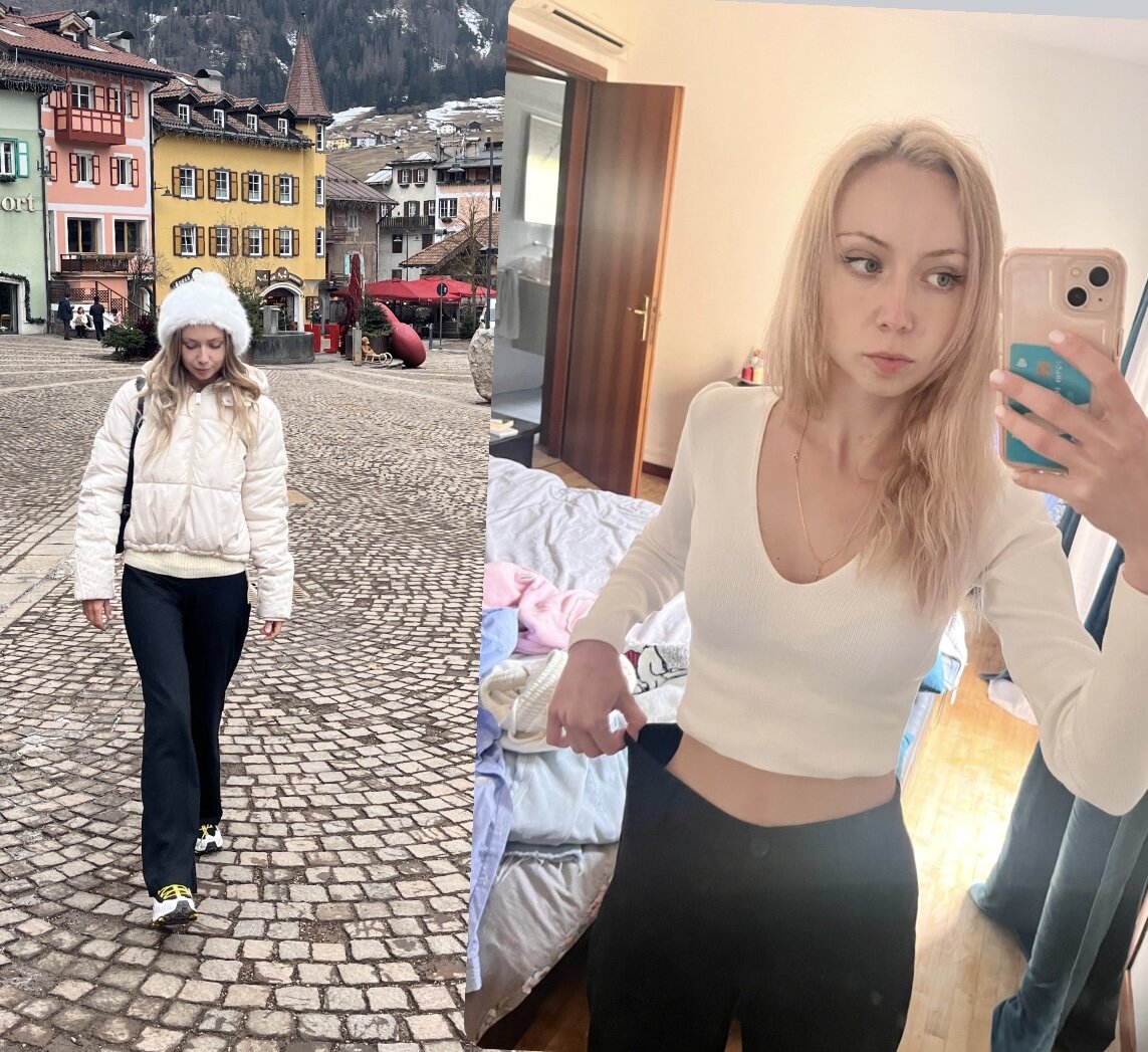 Уезжала/приехала, одни и те же штаны, только теперь ношу их только с поясом, а были как раз 😁😅😅