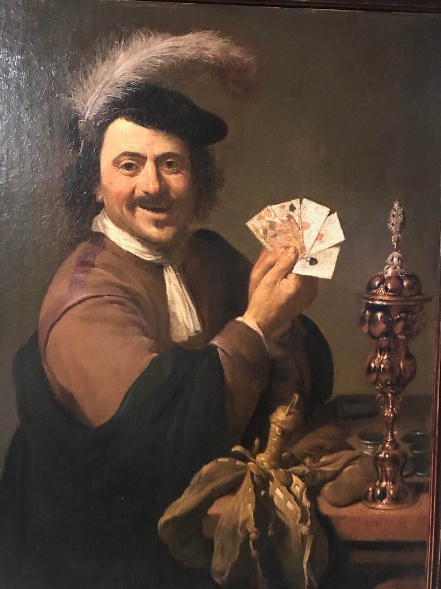 Теодор Ромбоутс (1597- 1637), «Игрок в карты». Парень, как для Инстаграм, вполоборота, демонстрирует тузовый фулл.