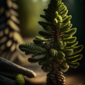 Маленькие сосновые шишки на даче
