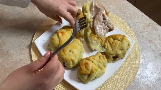 Куриные мешочки с начинкой в духовке