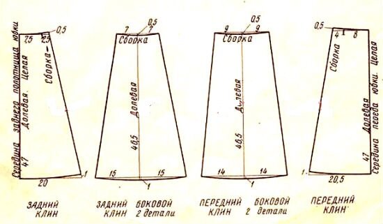 Юбка с широкими втачными клиньями №142