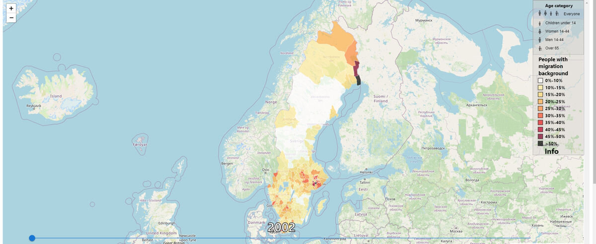    Новая интерактивная карта показывает демографическую трансформацию Швеции