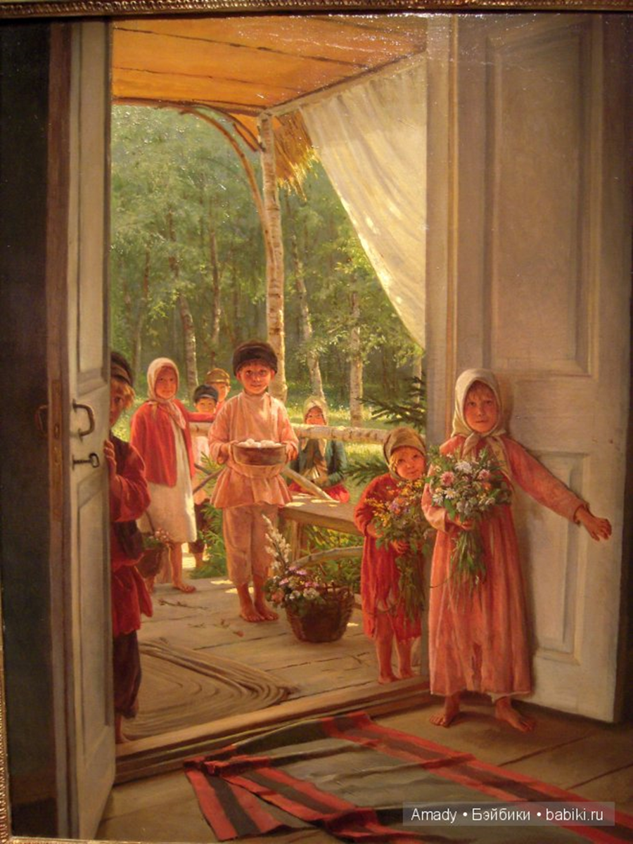 К.Лемох. «В лето.  С поздравлением» 1890