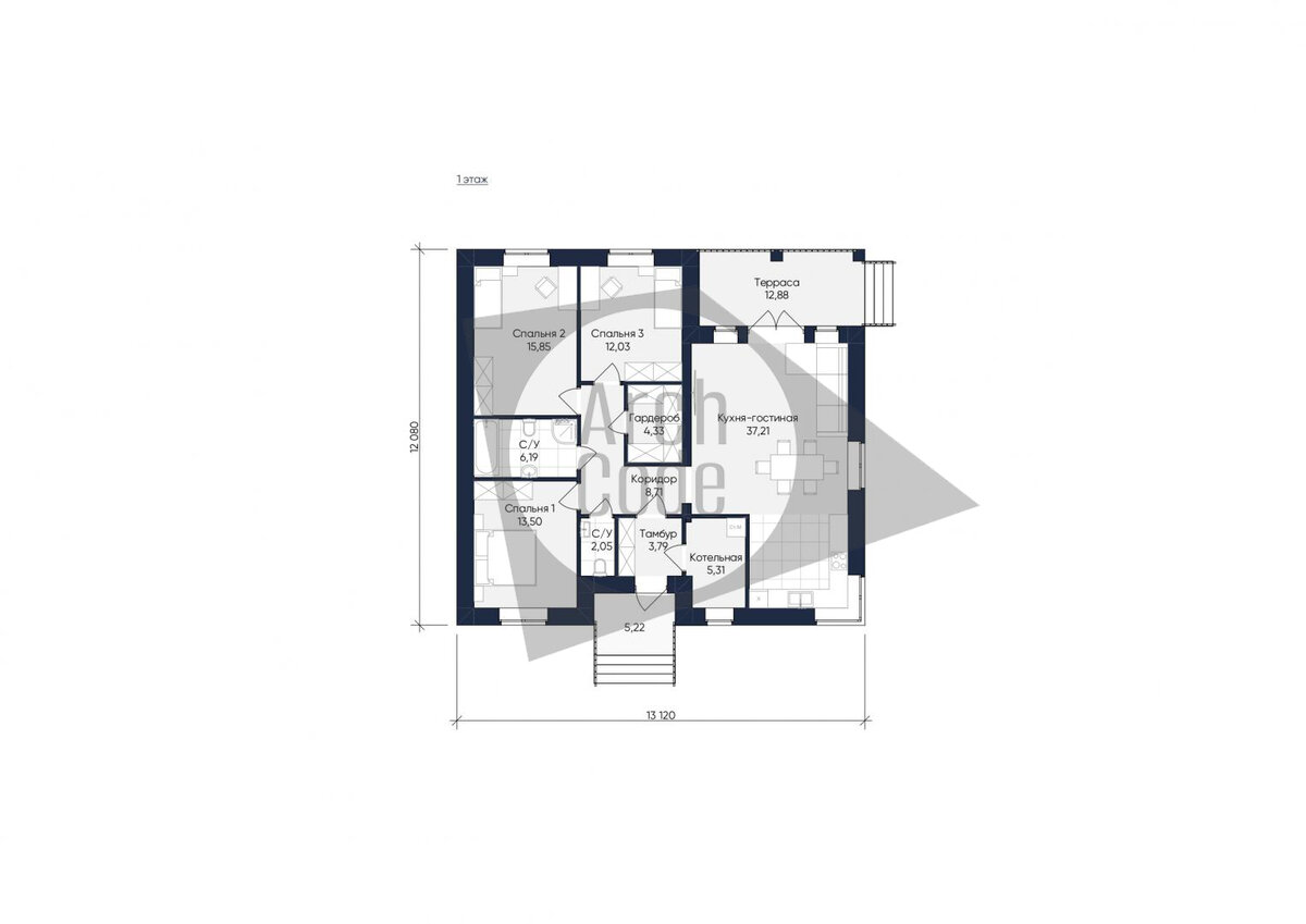 Проект одноэтажного дома «Шопен» | ArchCode | Проектирование домов | Дзен