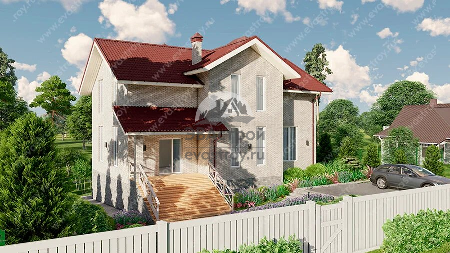 Проект дома 364 м2 из керамоблока с цокольным этажом, мансардой, кабинетом и террасой - KVR-164