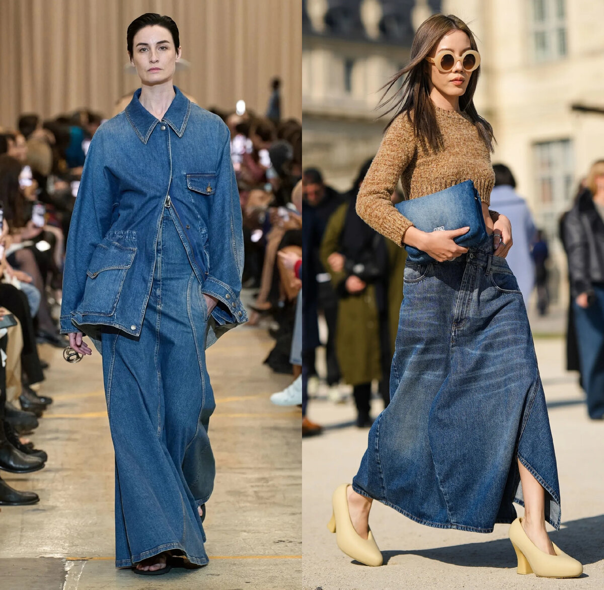 Джинсовая альтернатива джинсам, максиюбка: модная.