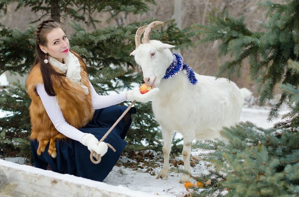 Девушка и коза. Фото из Яндекс картинки