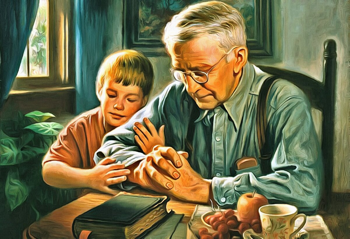 Скажи картину. Дед и внук живопись. Дедушка и внук арт. Дедушка картина. Мальчик и дедушка.