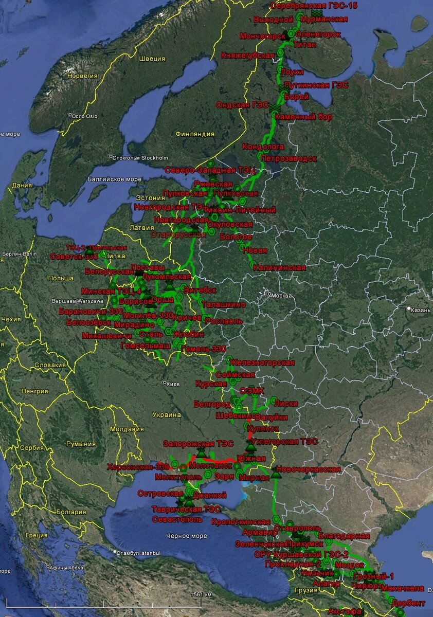 Российские и белорусские сети 330 кВ