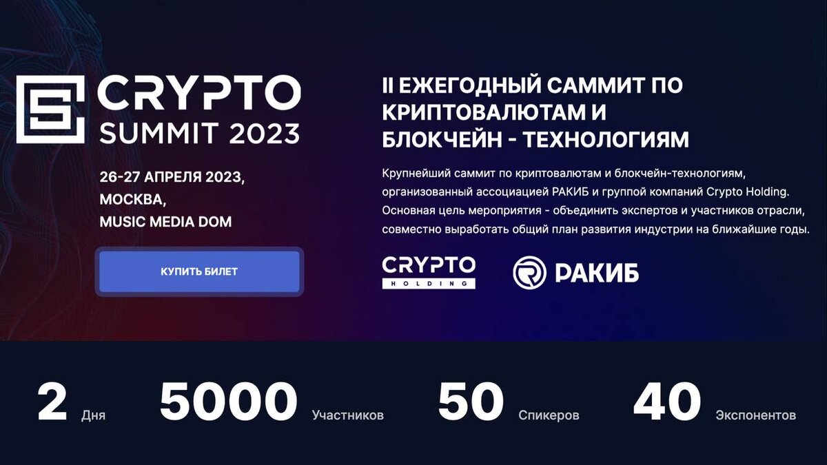 ПРОМОКОД, СКИДКА 30% БИЛЕТЫ НА CRYPTO SUMMIT 2023 | Клуб инвесторов ...