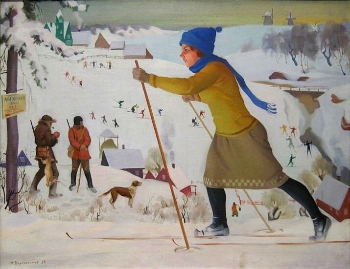 Лыжи в живописи