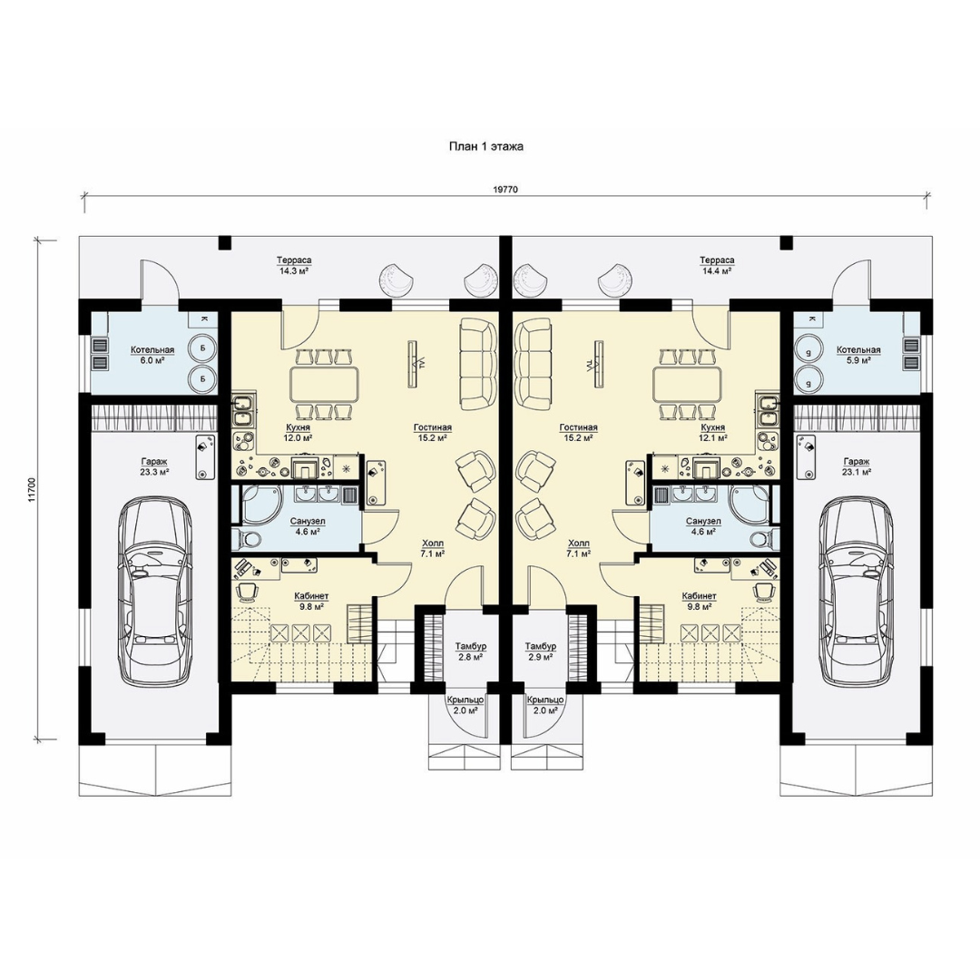 Майя - одноэтажный каркасный дом на четыре спальни 9х16 House plans, House const