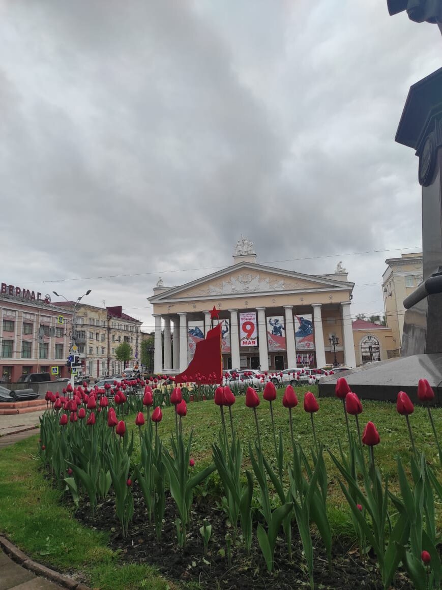    В Брянске разбили красивые клумбы тюльпанов к Дню Победы avchernov