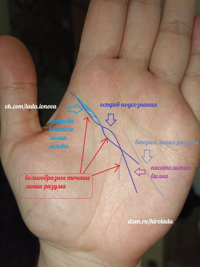 Меня всегда интересовала моя линия головы, нигде подобного не видела и  хотелось бы узнать про неё. | Хиромантия - заметки🔍🖐🏻 | Дзен