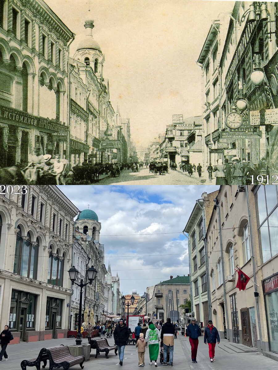 Никольская улица в Москве. Было/стало | Now&Then Russia | Дзен