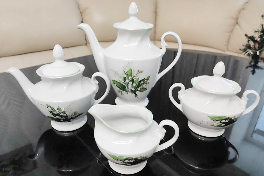 Элементы сервиза «Ландыши». Рижский фарфоровый завод, 1970-1980 гг.