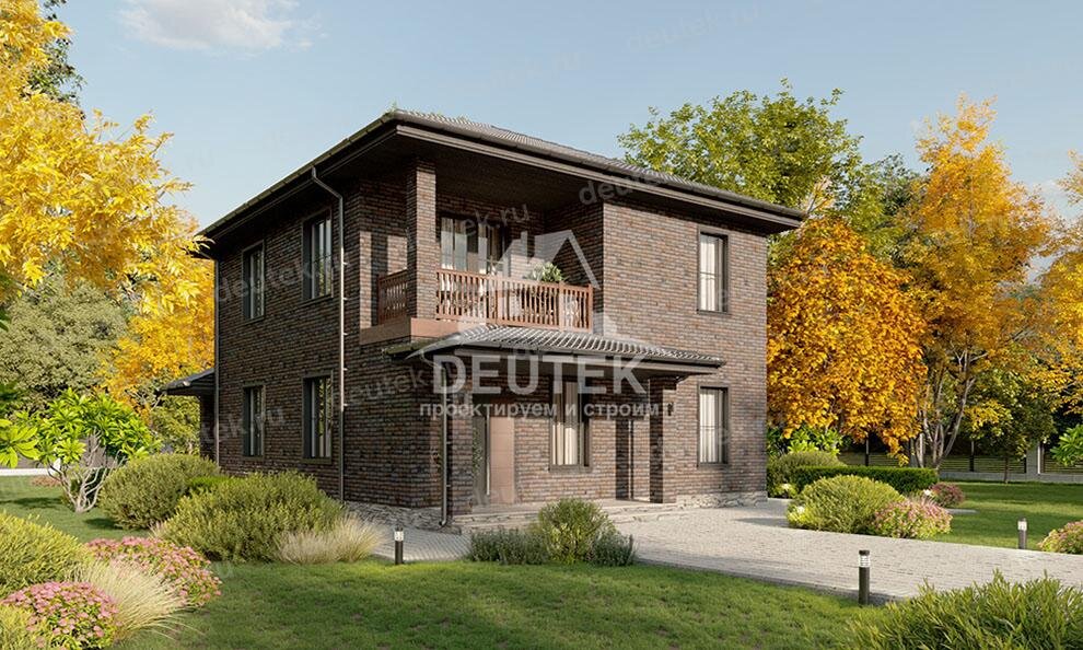 Проект двухэтажного дома 184 м2 с балконом, кабинетом и террасой - LK-130