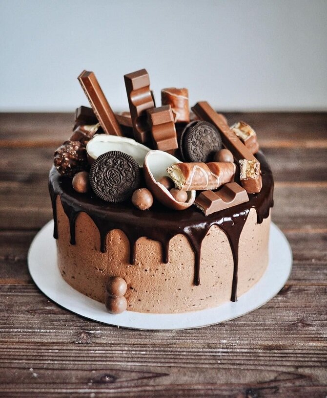 Украшение торта с помощью шоколадного декора 