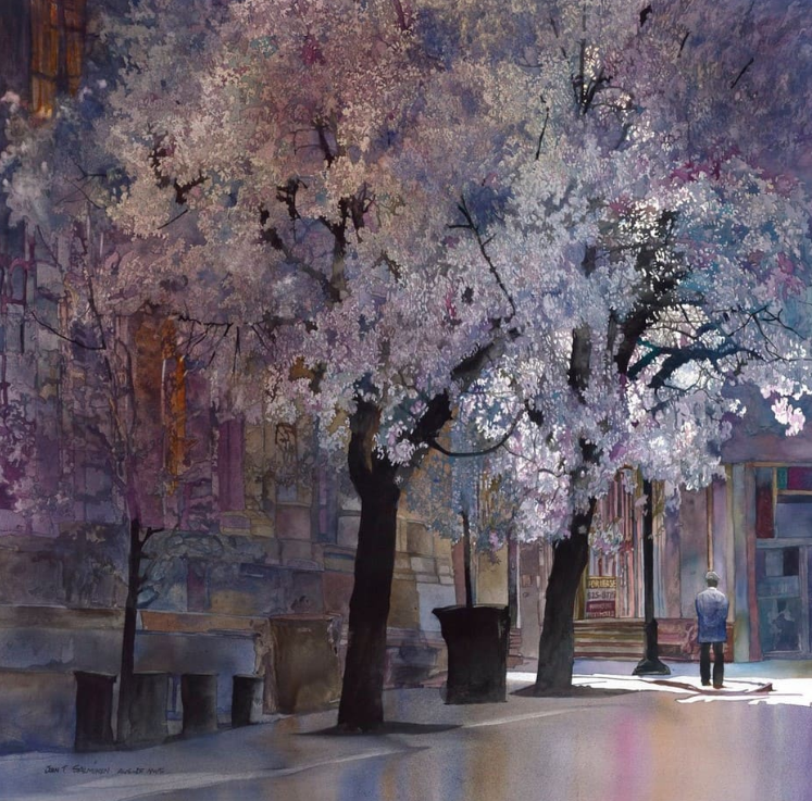 Весна в городе. Акварель, бумага. John T. Salminen