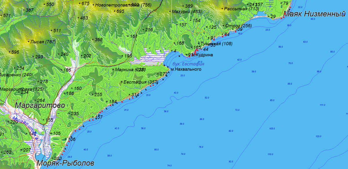 Бухта и окрестности на карте