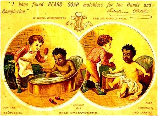 Реклама мыла Pears 1875 года. Простодушные чернокожие искренне верили, что моясь этим мылом смогут побелеть/ © commons.wikimedia.org