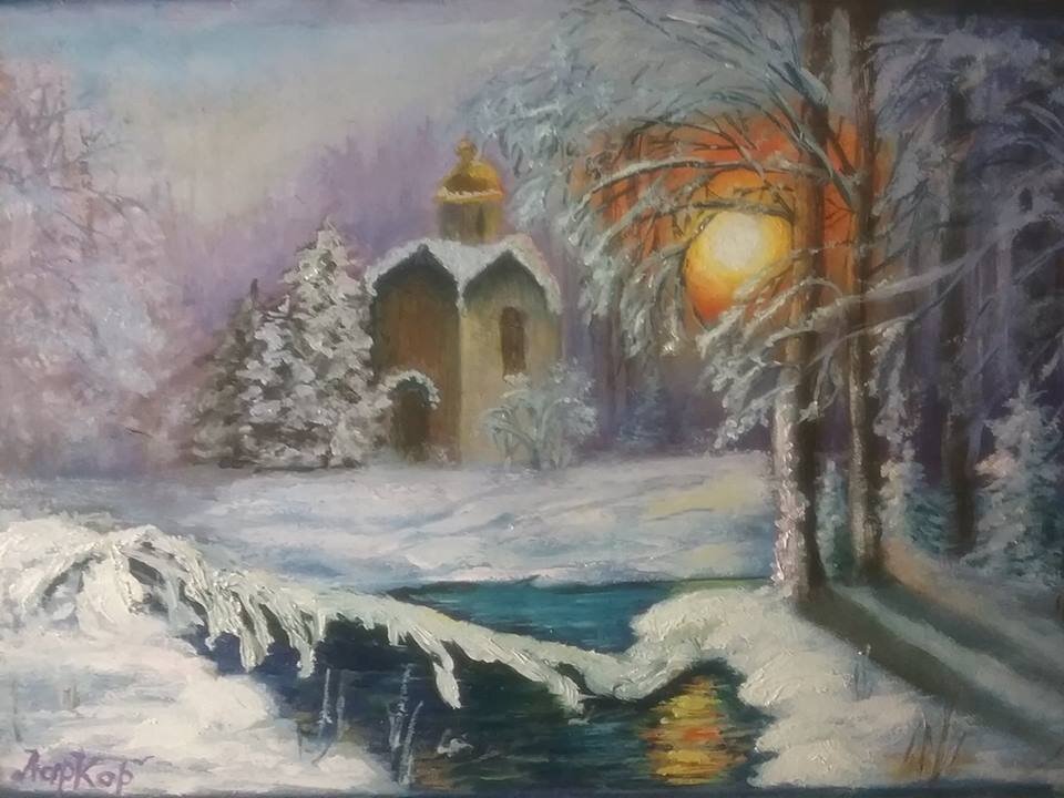 Вот что у меня тогда получилось в прямом эфире. Оргалит, масло.