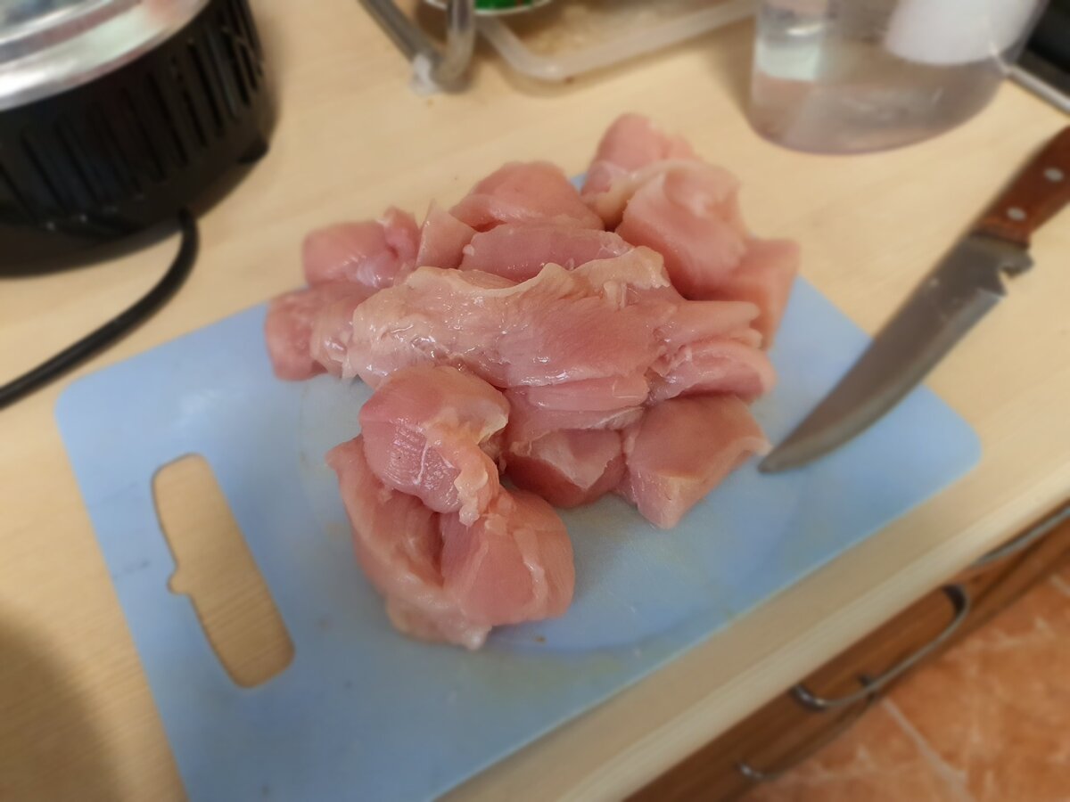 Промытое и нарезанное мясо